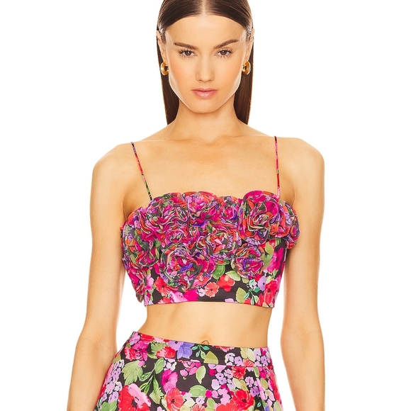 NWT AMUR 'Sylvie' Crop Top, Vintage Flowers - Picture 2 of 15